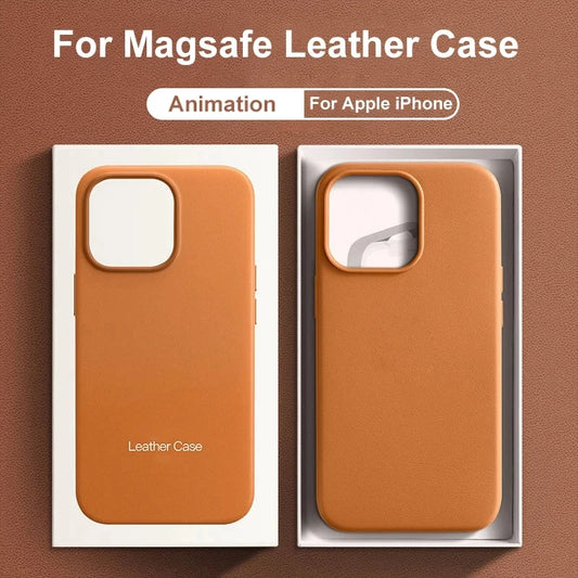 Official Original Leather Cases for iPhone 16 13 14 15 Pro Max Magsafe Magnetic Wireless Charging Cover